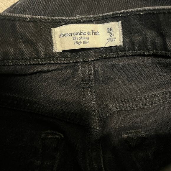 Abercrombie & Fitch The Skinny Raw Hem Button Fly High Rise Jeans Black Size 26 - Picture 6 of 6